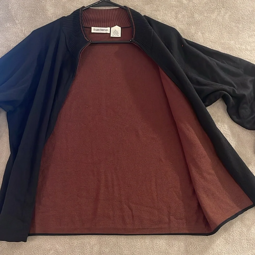 Barry Bricken reversible full zip Cardigan Men’s XL  SILK blend Black &‎ Brown